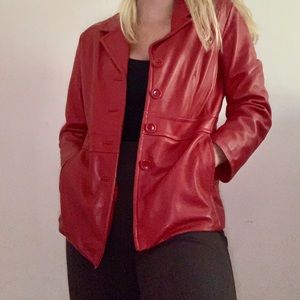 Striking Red Genuine Leather Jacket